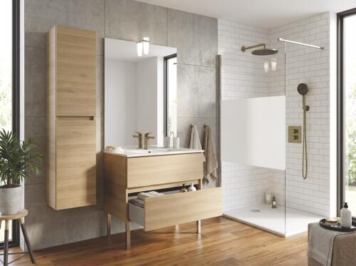 Meuble MILAN à poser 2 tiroirs 80 cm bois avec miroir ONDEE 402119747 - vue 2