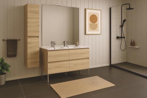 Meuble MILAN à poser 4 tiroirs 120 cm bois avec miroir ONDEE 402119748 - vue 2