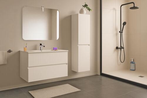Meuble MILAN à suspendre 2 tiroirs 70 cm blanc avec miroir ONDEE 402119755 - vue 3