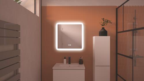 Miroir LED Athènes 60X60cm contours givrés ELMER BY AYOR 404011224 - vue 4
