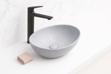 Vasque à poser céramique ovale effet béton - PALMA