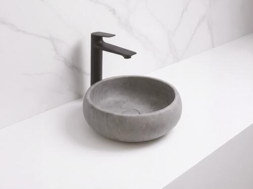 Vasque à poser céramique ronde marbre gris - BILBAO