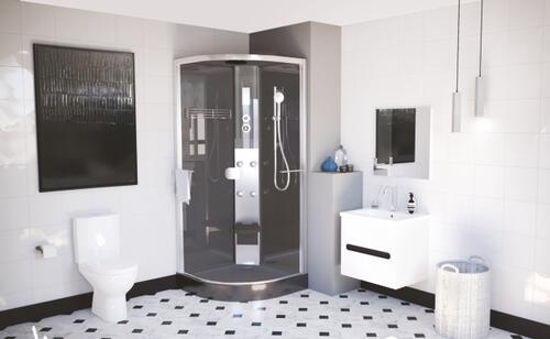 Cabine de douche quart de cercle 90cm avec toit haut parleur ELMER BY AYOR 491754 - vue 3