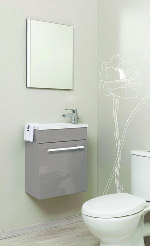 Meuble lave-mains de face taupe cuzco ONDEE 506069 - vue 3