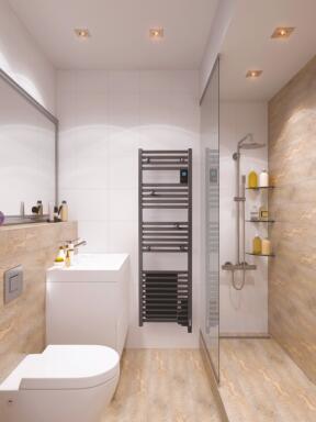 Radiateur sèche-serviettes électrique avec soufflerie Doris étroit anthracite 1300W - ATLANTIC ATLANTIC 608015742 - vue 2