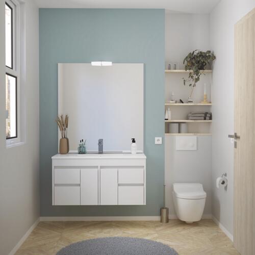 Meuble à suspendre 100cm lumpur miroir affleurant ONDEE 967100 - vue 3