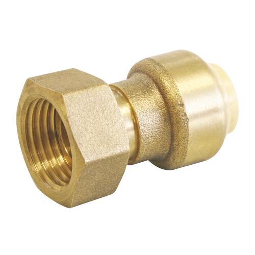 Raccord droit femelle PushFit laiton à clipser Ø14 - Ecrou tournant 15/21