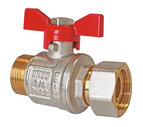 Vanne à sphère mâle écrou tournant 20/27 V490 à manette papillon