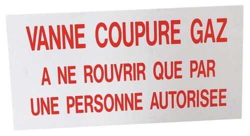 Étiquette de signalisation rigide vanne coupure gaz 200x100