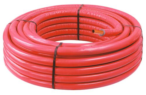 Tube PER gainé isolé rouge ø25 25m