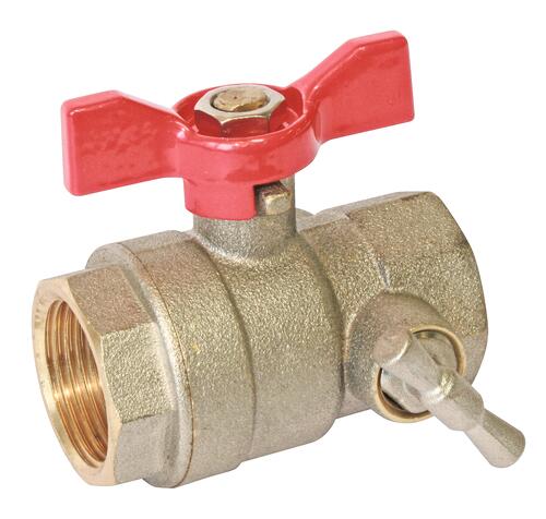 Vanne à sphère double femelle 15/21 à purge V490 à manette papillon