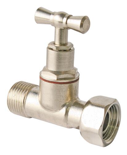 Robinet d'arrêt WC droit à presse étoupe nickelé