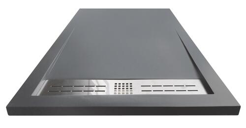 Receveur de douche caniveau résine de synthèse KORI gris anthracite 80x120