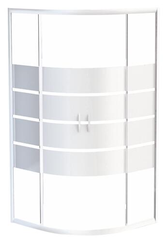 Paroi de douche quart de cercle 90cm profilés blancs ERIS 2