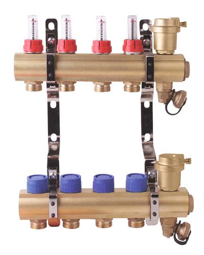 Collecteur PCBT 4 départs en laiton brut