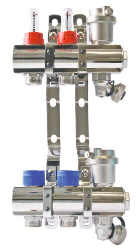 Collecteur PCBT 2 départs en laiton chromé