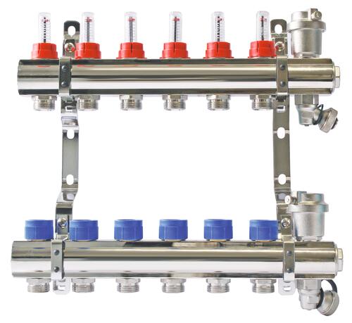 Collecteur PCBT 6 départs en laiton chromé