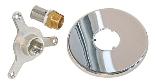 Applique d'arrosage chromée avec raccord à sertir PER ø16 F15/21