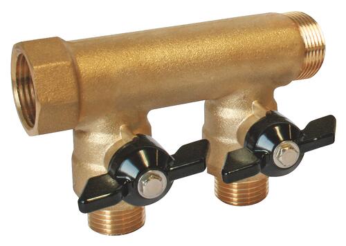 Collecteur mini-vannes 2 départs à portée plate MF26/34