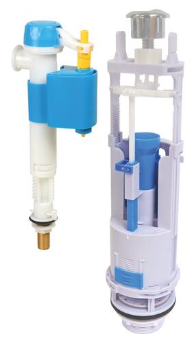 Mécanisme complet à double poussoir à étrier auto-ajustable avec robinet réversible