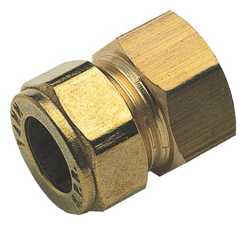 Raccord droit femelle et bicône laiton pour tube cuivre ø6-5/10