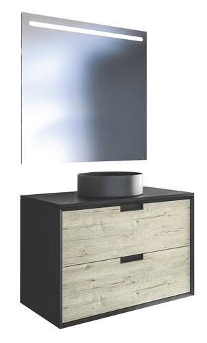 Meuble VENIZ à suspendre 80cm noir/cognac