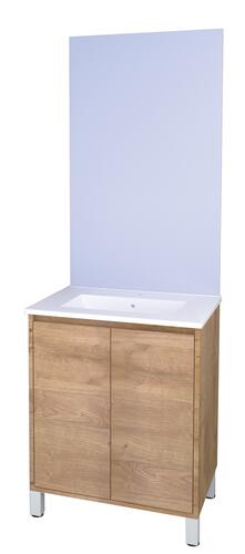 Meuble ODESSA sur pieds 2 portes 60cm bois miroir affleurant