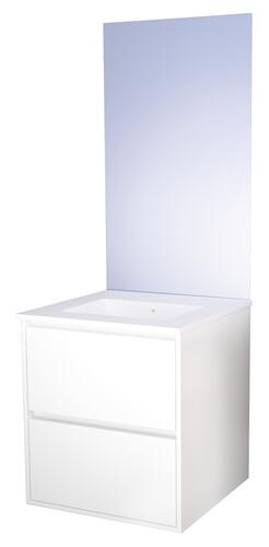 Meuble ODESSA à suspendre 2 tiroirs 60cm blanc miroir affleurant