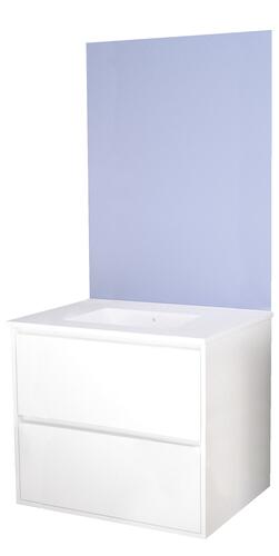 Meuble ODESSA à suspendre 2 tiroirs 80cm blanc miroir affleurant