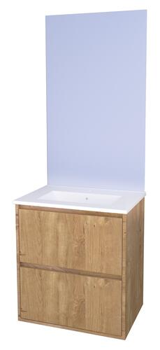 Meuble ODESSA à suspendre 2 tiroirs 60cm bois miroir affleurant