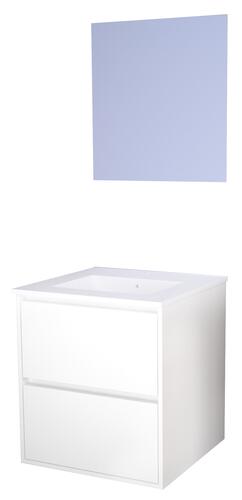 Meuble ODESSA à suspendre 2 tiroirs 60cm blanc miroir suspendu