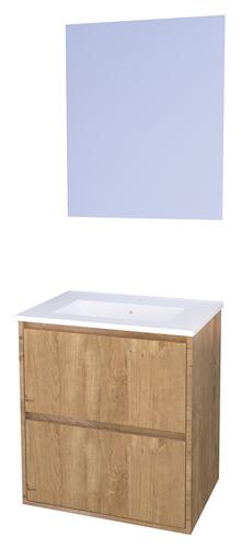 Meuble ODESSA à suspendre 2 tiroirs 60cm bois miroir suspendu