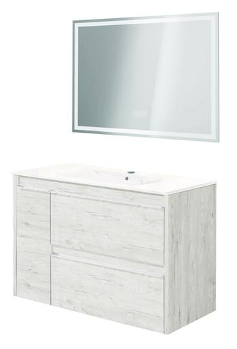 Meuble BOSTON à suspendre 100cm nordic avec miroir LED LAUSANE