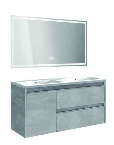 Meuble BOSTON à suspendre 120cm béton avec miroir LED LAUSANE