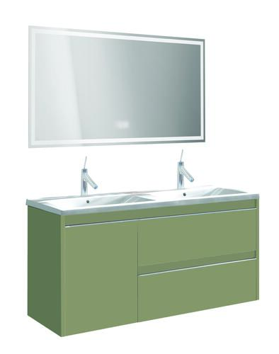 Meuble BOSTON à suspendre 120cm vert menthe avec miroir LED LAUSANE
