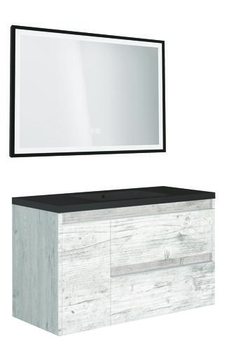 Meuble BOSTON à suspendre 80cm nordic avec miroir LED SEVILLE