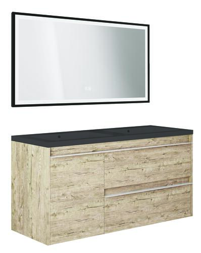 Meuble BOSTON à suspendre 120cm cognac avec miroir LED SEVILLE