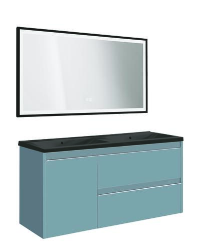 Meuble BOSTON à suspendre 120cm bleu bleuet avec miroir LED SEVILLE