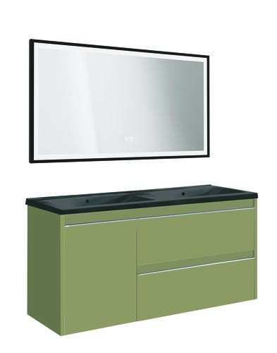 Meuble BOSTON à suspendre 120cm vert menthe avec miroir LED SEVILLE