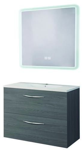 Meuble DUBAI à suspendre 60cm gris avec miroir LED ATHENES