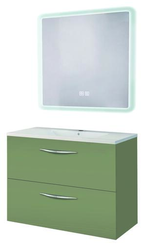 Meuble DUBAI à suspendre 70cm vert menthe avec miroir LED ATHENES