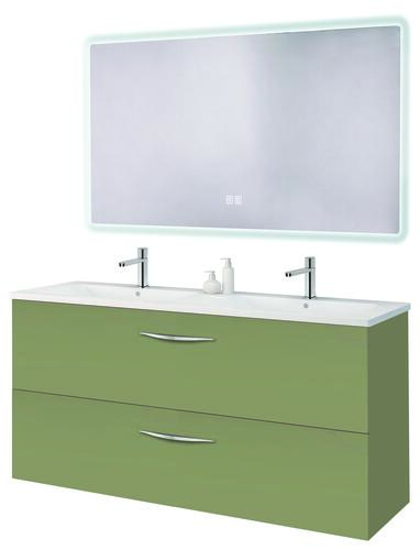 Meuble DUBAI à suspendre 120cm vert menthe avec miroir LED ATHENES