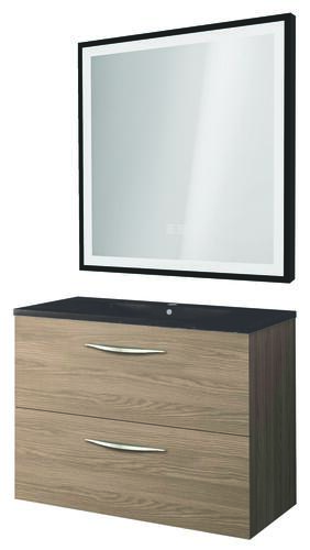 Meuble DUBAI à suspendre 80cm cérusé avec miroir LED SEVILLE