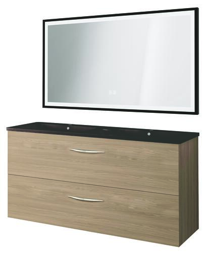 Meuble DUBAI à suspendre 120cm cérusé avec miroir LED SEVILLE