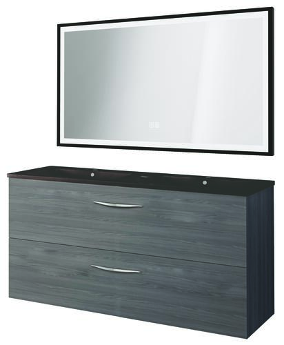 Meuble DUBAI à suspendre 120cm gris avec miroir LED SEVILLE