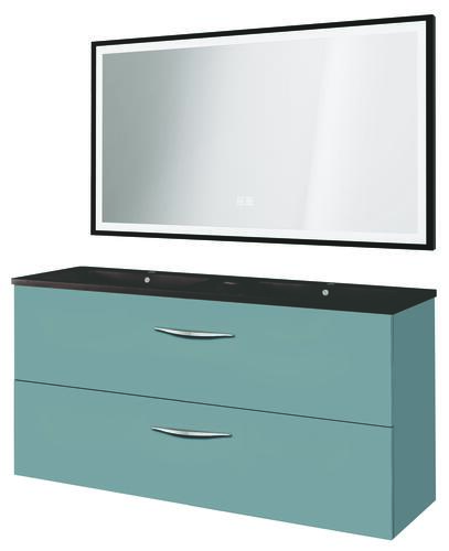 Meuble DUBAI à suspendre 120cm bleu bleuet avec miroir LED SEVILLE