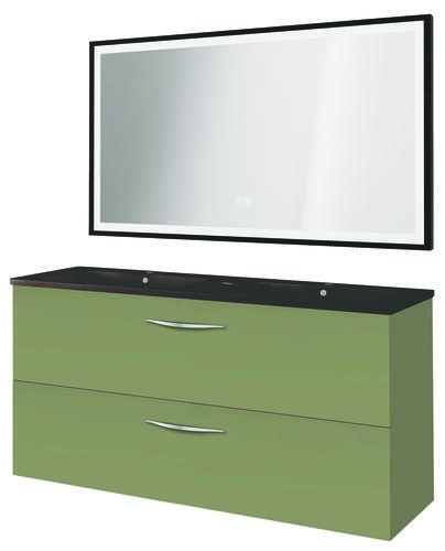 Meuble DUBAI à suspendre 120cm vert menthe avec miroir LED SEVILLE