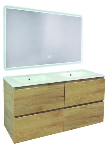Meuble OSLO à suspendre 4 tiroirs 120cm bois avec miroir LED ATHENES