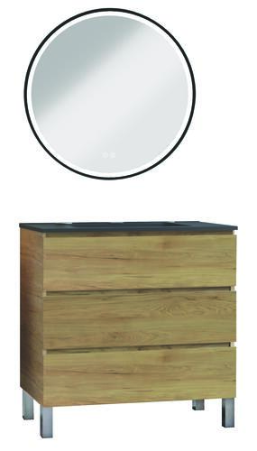 Meuble OSLO à suspendre 3 tiroirs 80cm bois avec miroir LED ALEXANDRIE