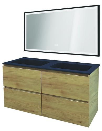 Meuble OSLO à suspendre 4 tiroirs 120cm bois avec miroir LED SEVILLE